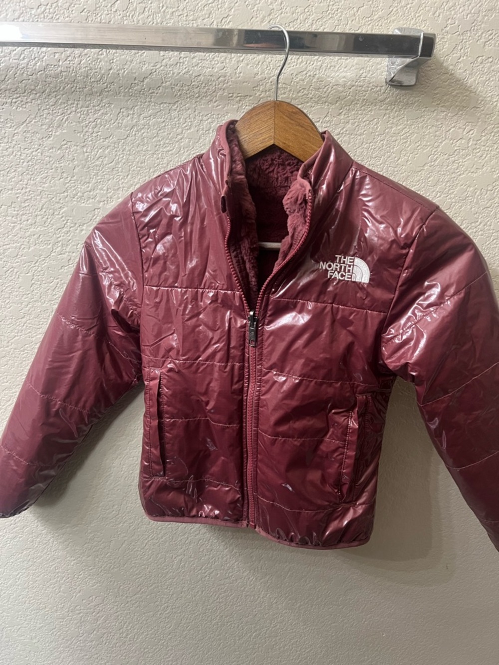 The North Face Kids Maroon Shiny Puffer Jacket